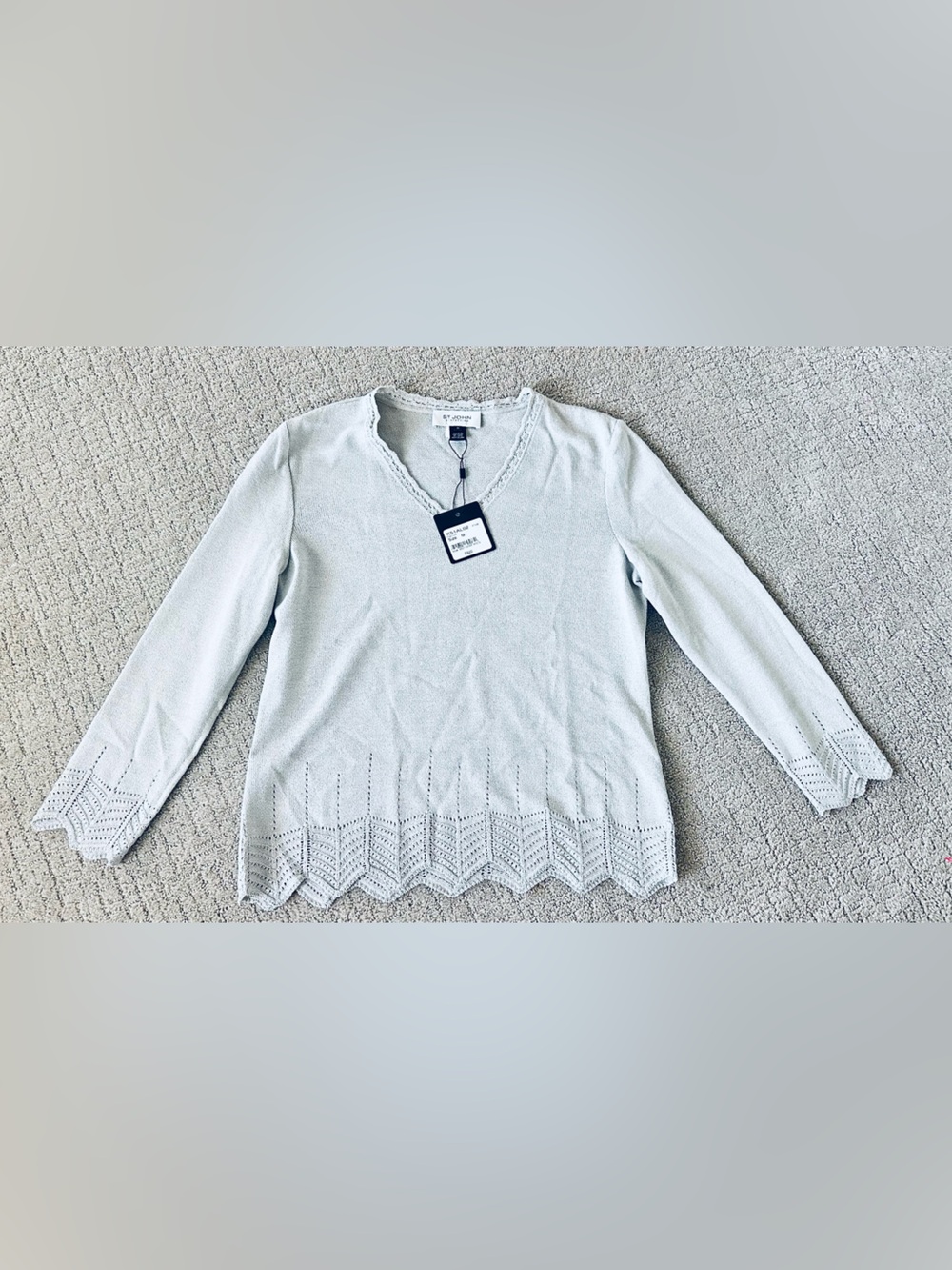 NWT St. John Collection Platinum Knit Sweater Size M